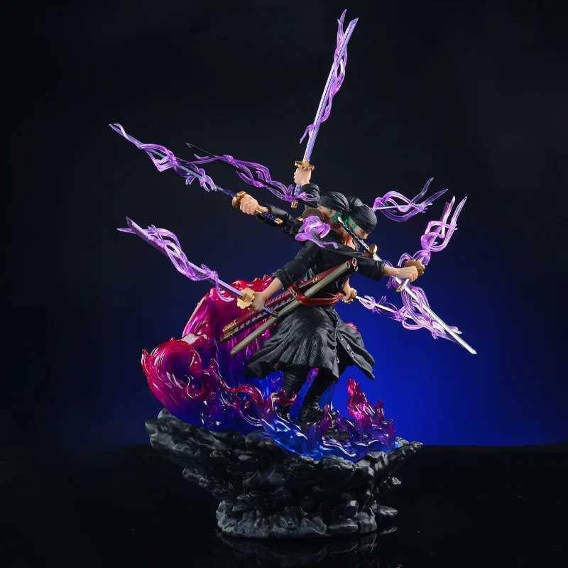40cm One Piece Zoro Anime Figure Three Heads Six Arms Nine Blades Flow Shura Roronoa Zoro Action Figure PVC Collection Model ToyXJ250103