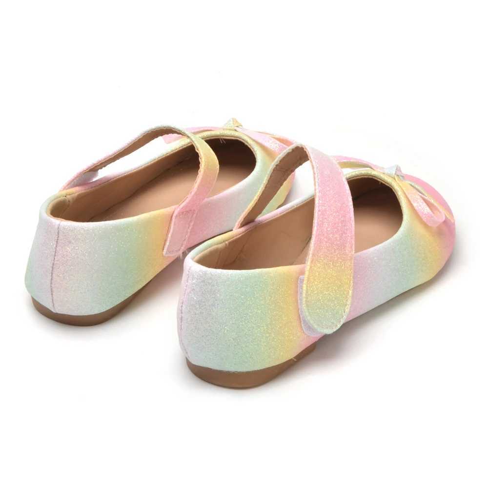 COSYSUSY Childrens Shoes Round Head Bow Sparkling Ballet Dancer Girls Shoes Rainbow Sparkling Ballet Dance Shoes Dress up Princess Flat Shoes M250103
