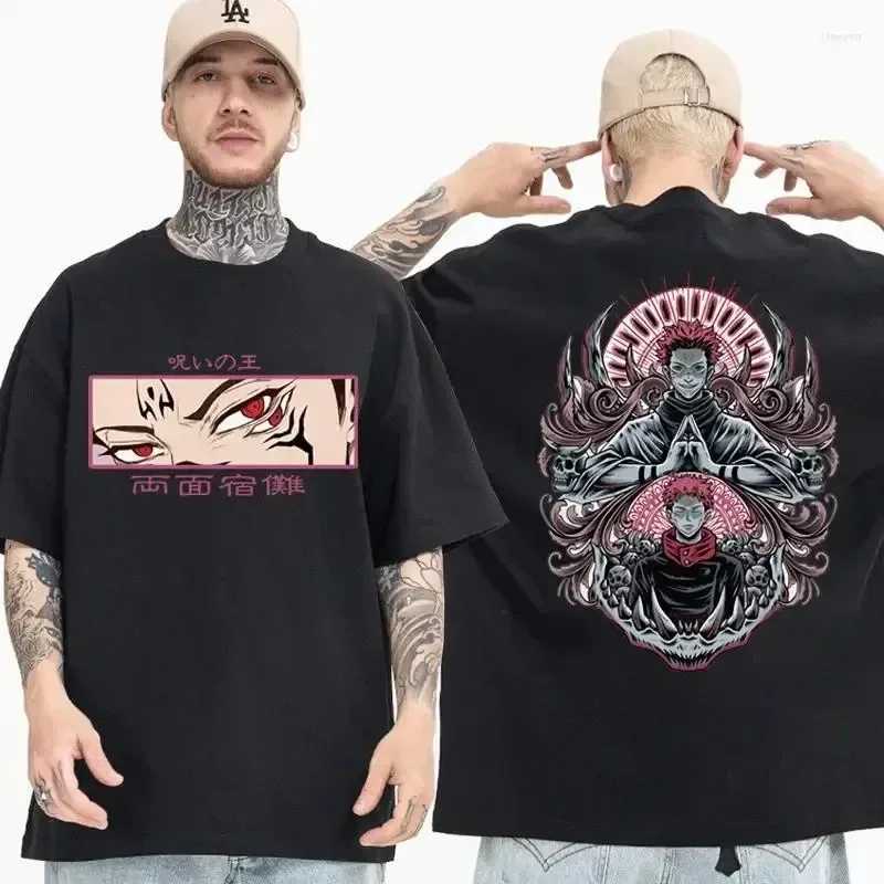 100% Cotton Oversized Retro T-Shirts Jujutsu Kaisen Ryomen Sukuna Anime T-Shirts Graphic Print Short Sleeve T-ShirtsXJ240102