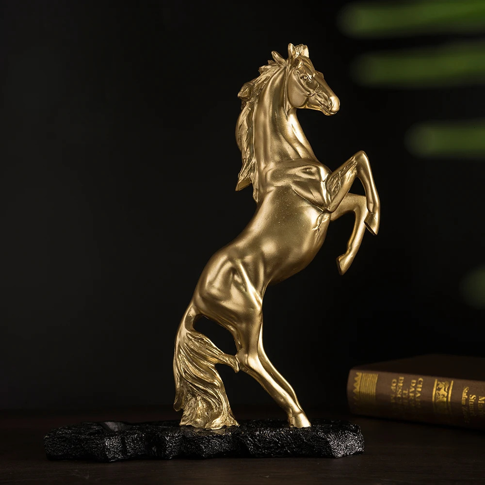 NORTHEUINS Resin Golden War Horse Wine Rack Indoor Dinning Room Bottle Holder Storage Handicrafts Living Desktop Decoration 250102