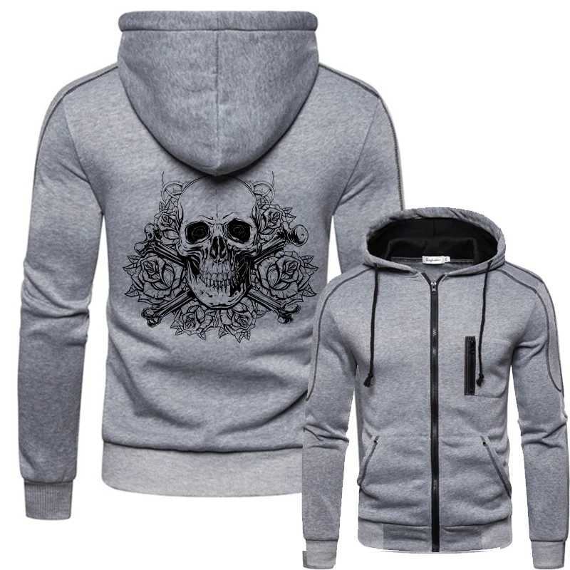 Autumn and winter mens jacket casual fashion printed skull hooded jacket mens clothing designer clothing W250103