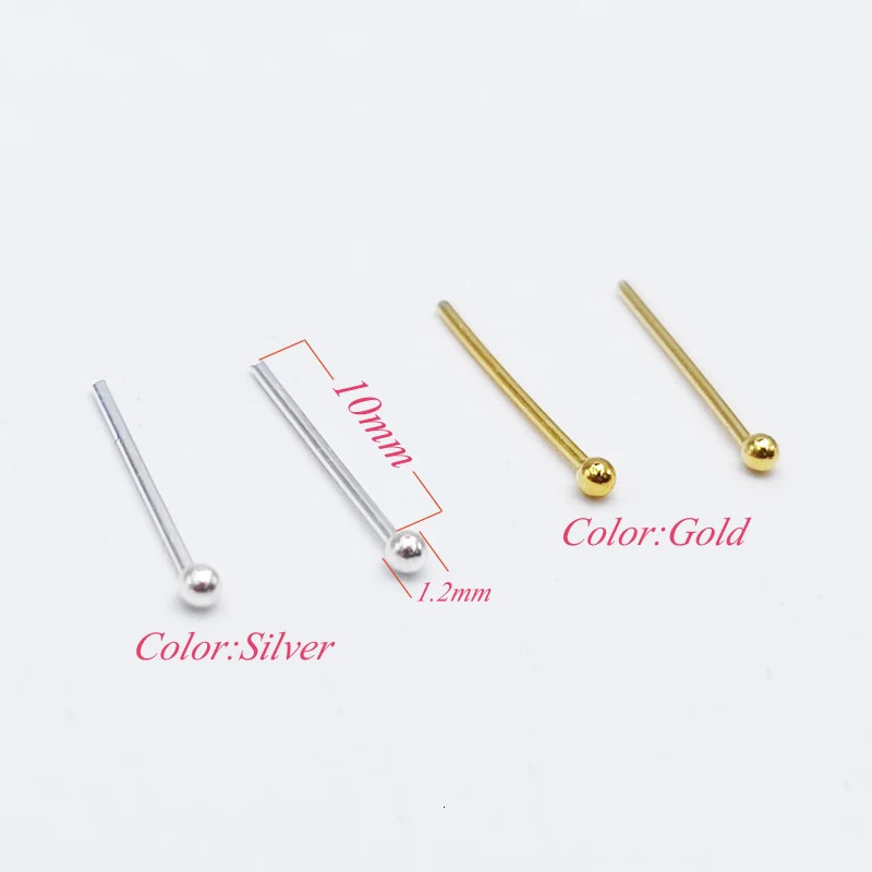 12pcs/pack 925 sterling silver Tiny 1.2mm nose studs pin piercing Ball Shape Nose ring piercing jewelry 250103