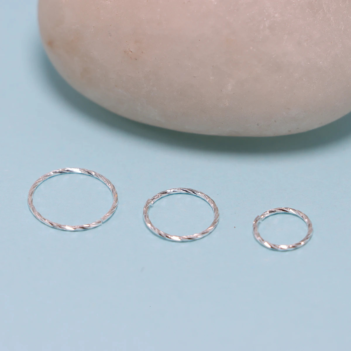 20pcs/pack 925 Sterling Silver Twist Nose Ring Cartilage Tragus Helix Lip Body Piercing Jewelry 6mm 8mm 10mm 250103