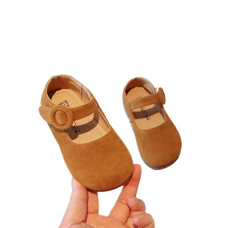 Childrens suede shoes retro slip in casual apartments lightweight soft soled girls shoes toddler shoes light princess shoes round toe shoes M250103