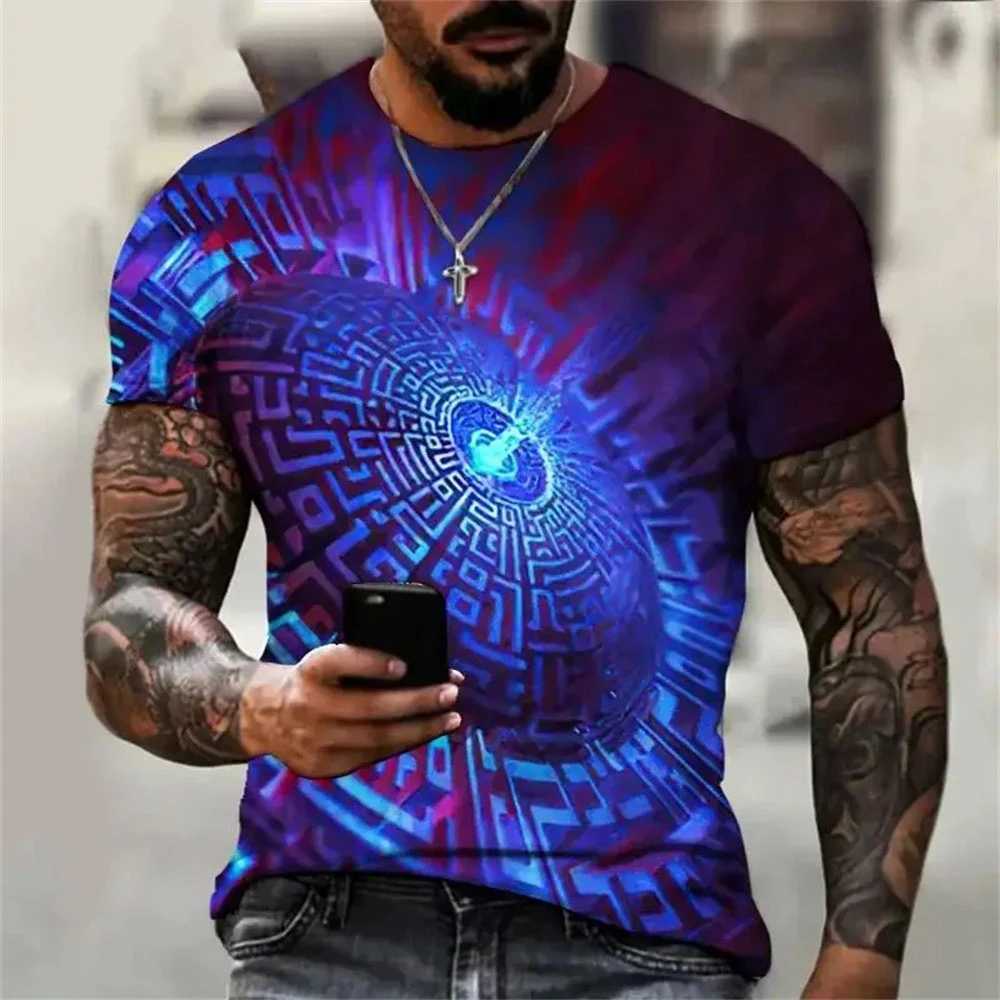 Summer Psychedelic Graphic 3D Print T-Shirts Streetwear Men FashionOversized O-Neck Short Sleeved T Shirt Tees Tops ClothingXJ240102