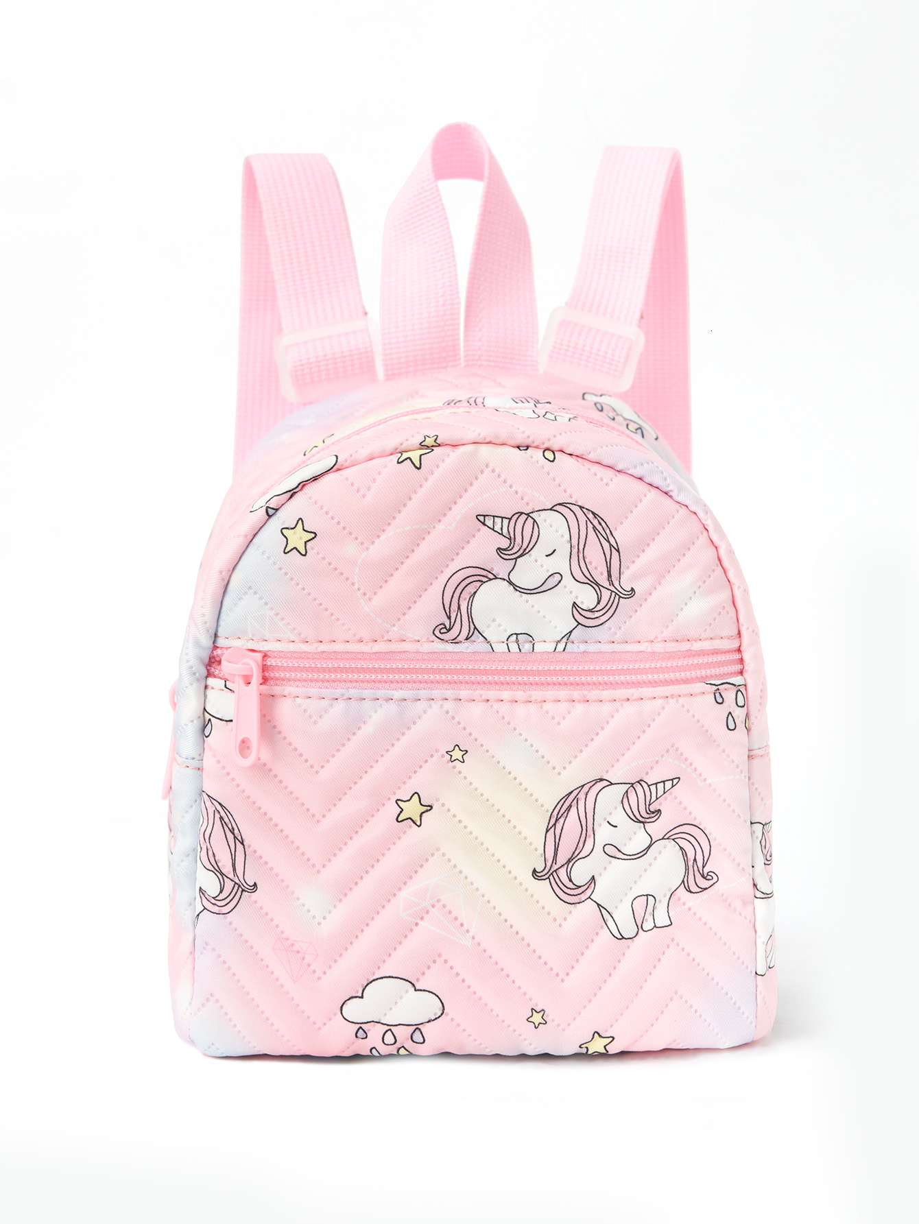 1 Pc Cute Cartoon Unicorn Dia Print Kids Backpack Handbag For Girls, Students, Outdoor Travel, School, Holiday Gifts