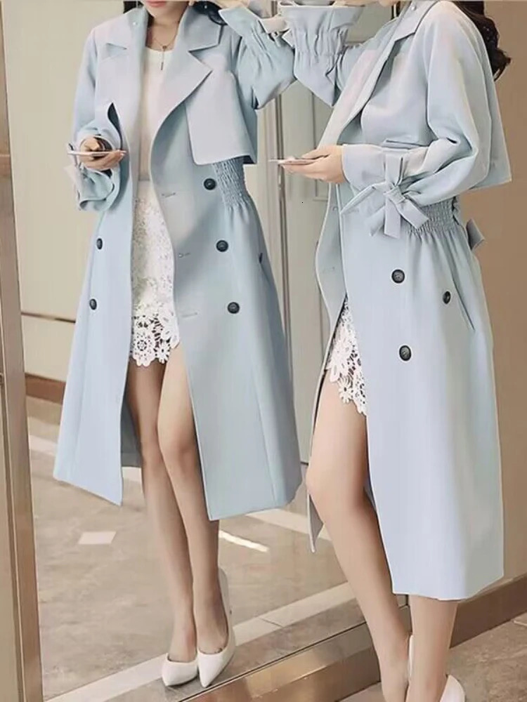 Windbreaker Womens Mid Length Version 2024 Spring Autumn Clothes Trend College Wind Thin Coat Clothes Trenchcoat S-XXXL 241224