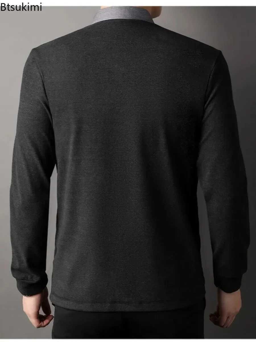 2024 Spring New Mens Polo Long Sleeve Shirt Fashion Street Fake Two piece Shirt Sweater cardigan Mens Business Casual Top W250103
