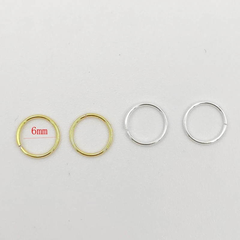 925 sterling silver Nose Ring Cartilage Tragus Helix Lip Ear Piercing Ring 22G*6mm 20pcs/pack 250103
