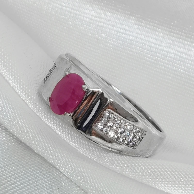 MeiBaPJ Natural Ruby Gemstone Fashion Mens Simple Wreath Real 925 Pure Silver Exquisite Party Jewelry 250102