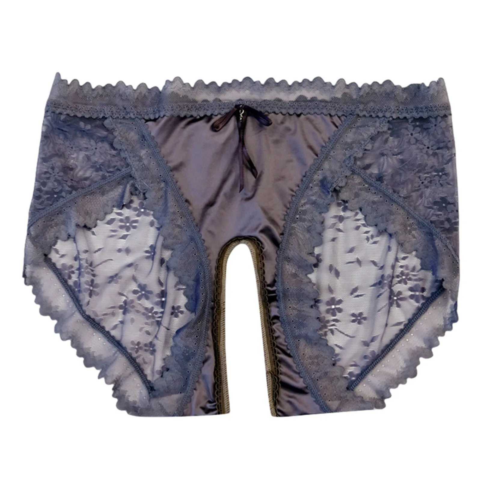 Satin lace underwear womens open crotch underwear solid color sexy seamless comfortable breathable womens underwear womens underwear W250103