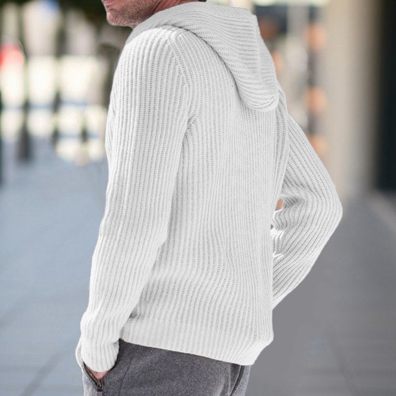 Fashionable Autumn And Winter New Men's Hooded Zipper Long Sleeved Knitted Sweater Jacket Cardigan