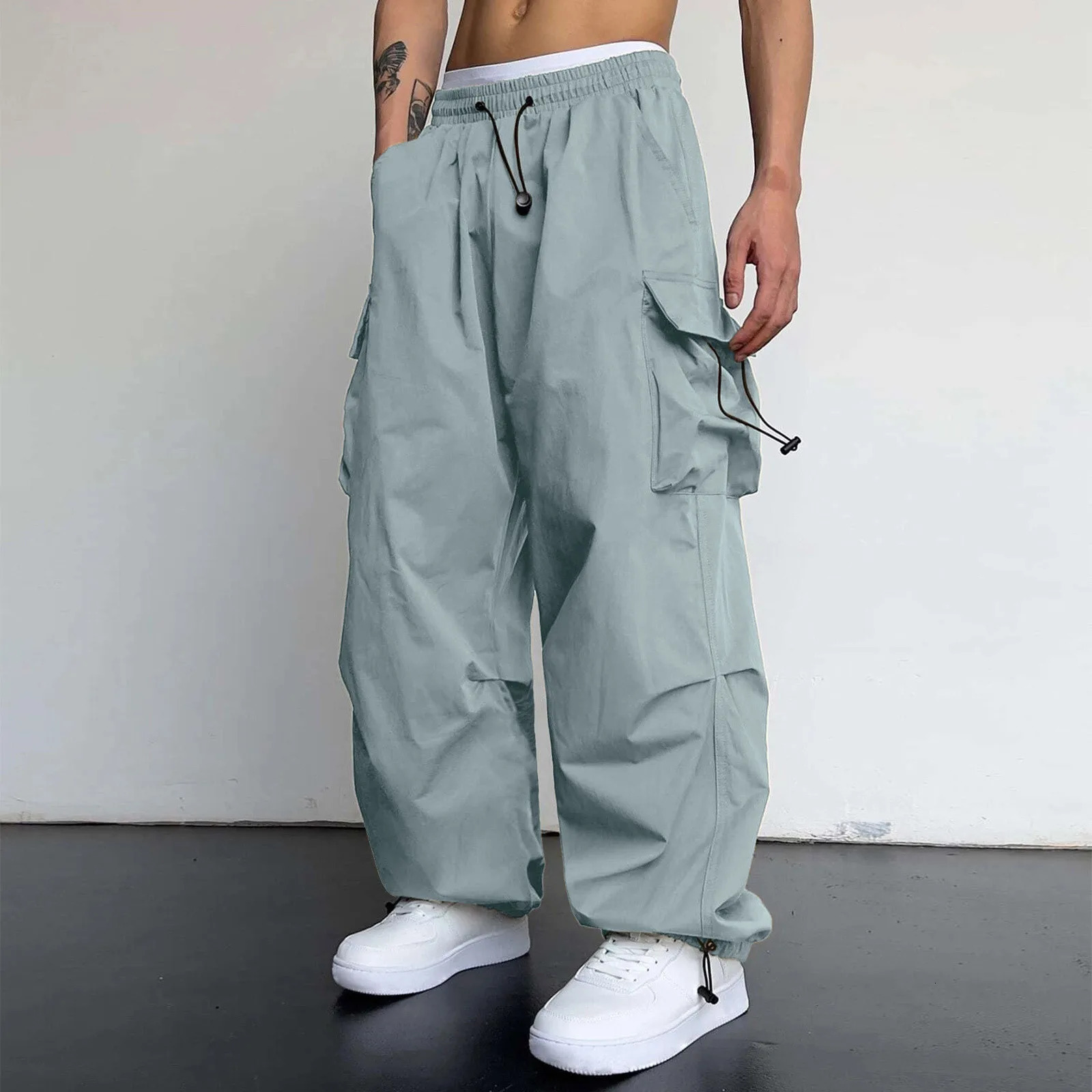 Oversized Carga Parachute Pants Men Y2k Hip Hop Streetvear Vintage Wide Leg Jaggers Baggy Casual Sweatpants Techwear Harajuku 250103
