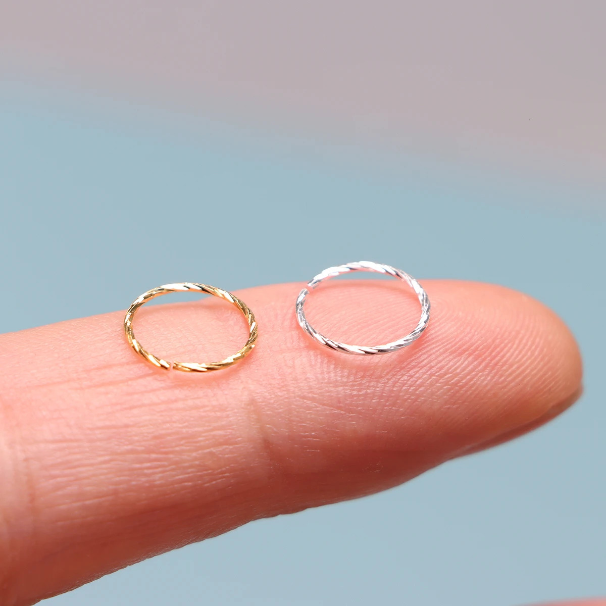 20pcs/pack 925 Sterling Silver Twist Nose Ring Cartilage Tragus Helix Lip Body Piercing Jewelry 6mm 8mm 10mm 250103