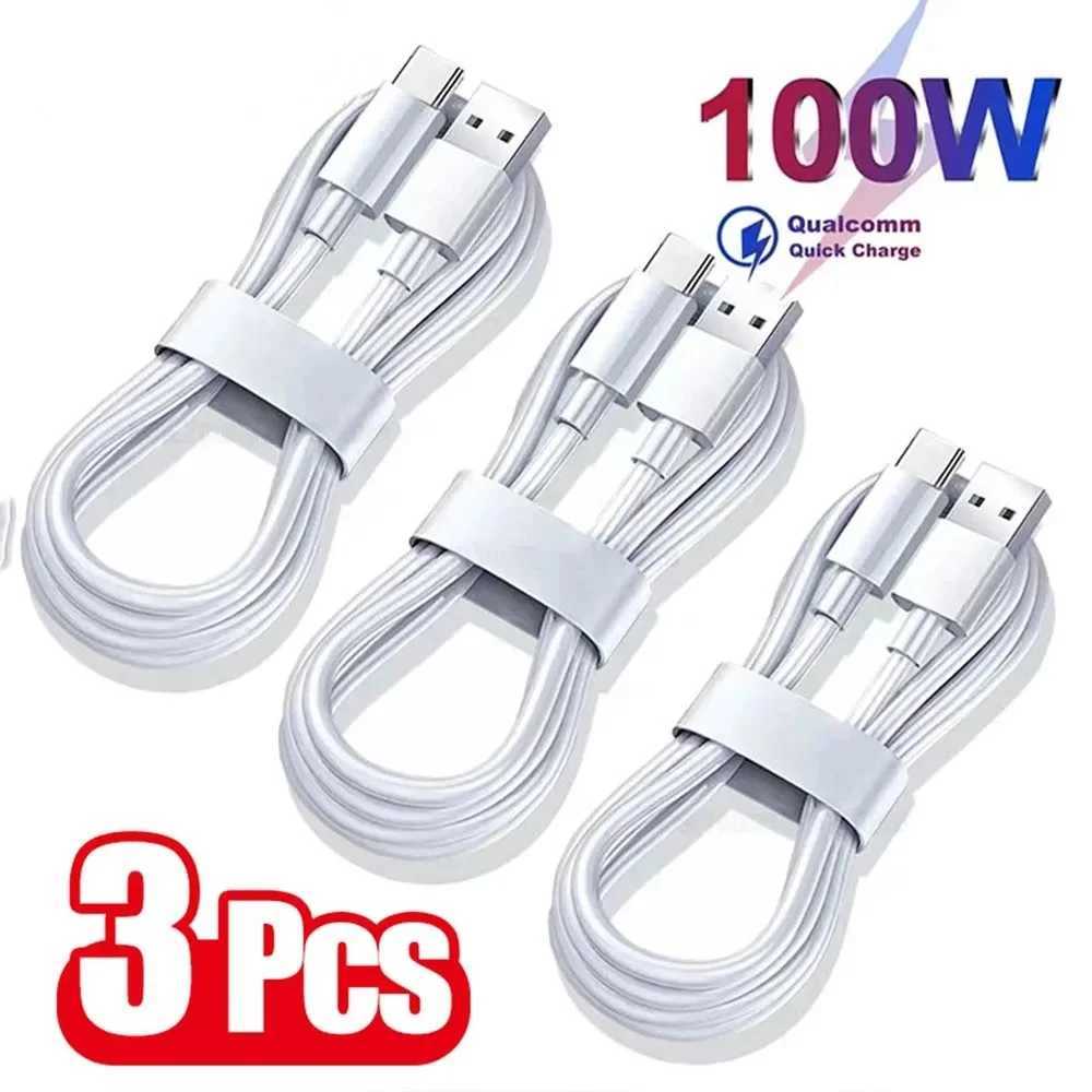 3PCS 6A 100W Type C er Fast Charging Cable Data Cord For Redmi Quick Charing USB C Cables NNBXJ250103