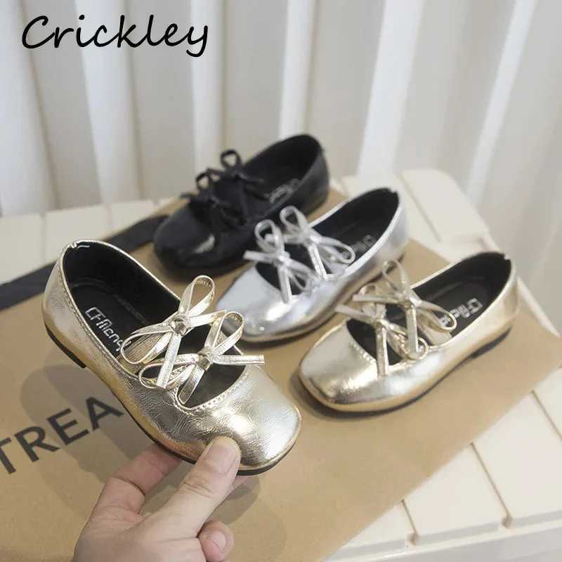 Bow Solid Baby Girls Ballet Flat Shoes PU Leather Elastic Band Childrens Flat Shoes Fashion Soft Bottom Shallow Childrens Princess Shoes M250103