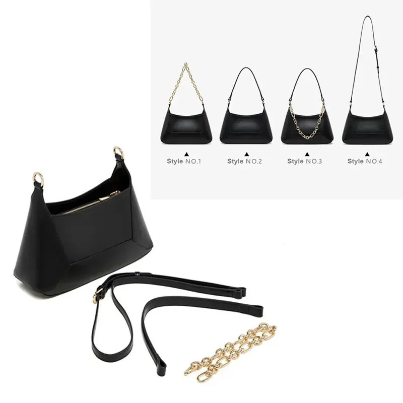 New Women's Genuine Leather Designer Shoulder Bags Chain Splicing Crossbody Bag High Quality Cowhide Wo