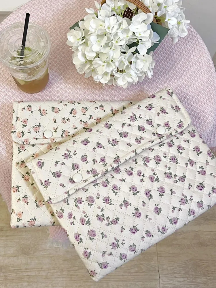 Ins Floral Laptop Sleeve Computer Carrying Case Bag 13 13.3 14 14.1 Inch Portable Table Pc Case 9 10 11 Inch Cover Bags Mac Book 250102
