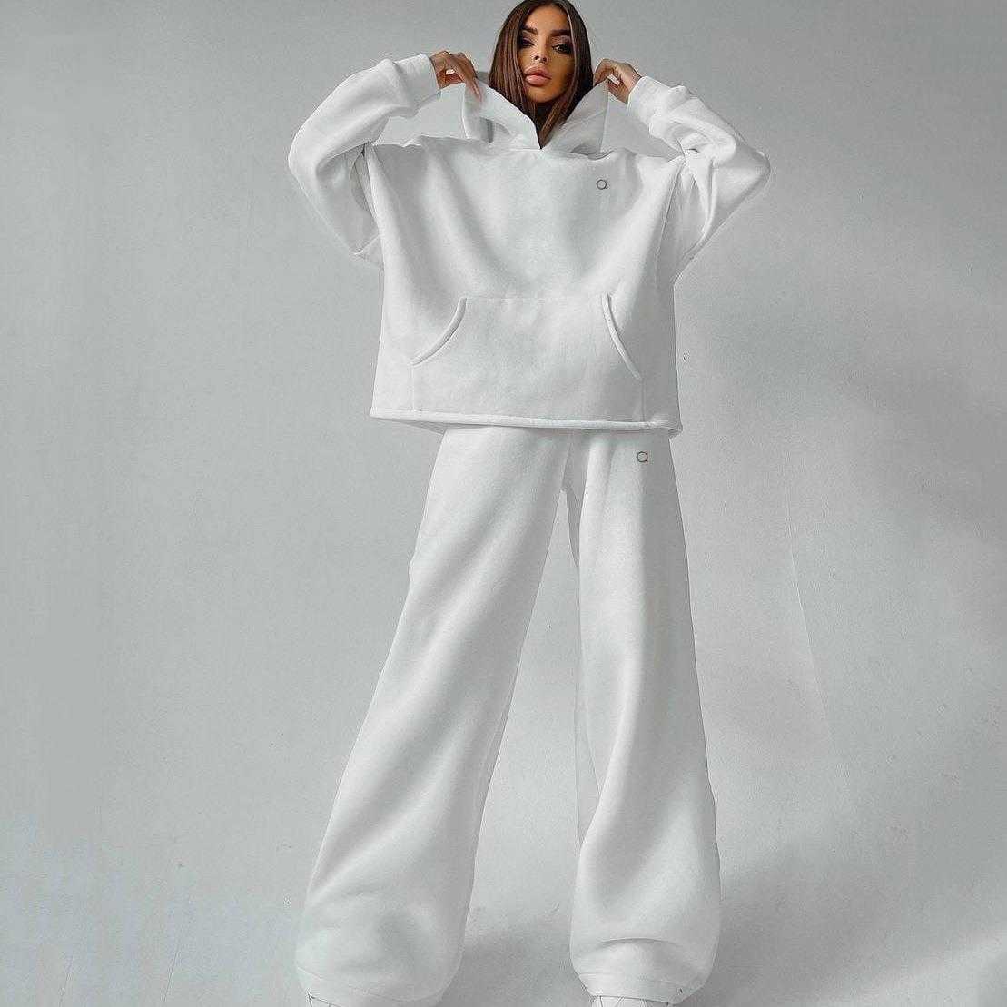 2025--Ladies Yoga Hoodie with Matching Pants Ideal Gym Women's Fashion Autumn and Winter New Arrivals Hooded Pocket Sweatshirt Set with Breathabl