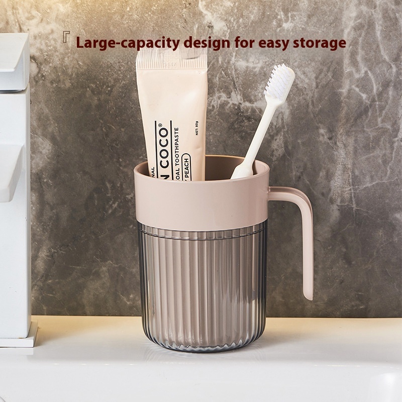 Japanese-Style Luxury Toothbrush Cup Set - Premium Plastic with Handle