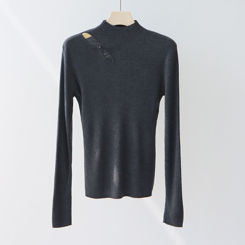 LQZ01 Women's Wool Blend Pleated Pullover with Soft Half Turtleneck