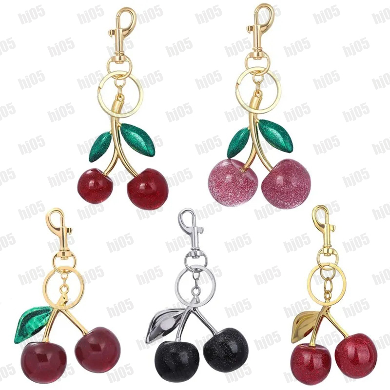 Wallet keychain cherry Bag charms designer key chain purse charm keyring red green black cystal fashion cute bag accessories small cherry charm key ring causal hj086
