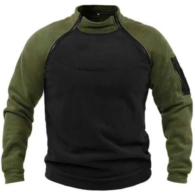 New tactical sportswear outdoor autumn and winter mens standing collar pull-out tactile wool jacket solid color warm clothing W250103