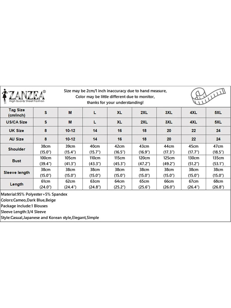 ZANZEA Womens Elegant Party Shirt Fashion Grid Ruffle 3/4 Sleeve Top Autumn er Stand up Collar Shirt Korean Loose Tune 250102