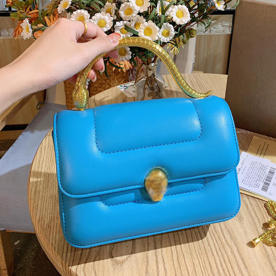 Designer Women Serpentine Handle Crossbody Bags Handbag Luxury Snakehead Lock Hardware Handle Totes High Quality Genuine Leather Shoulder Bag Lady Purse