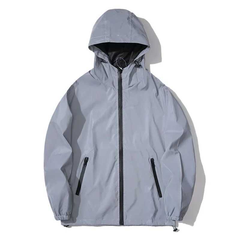 New Couple Night Reflective Clothing Solid Color Jacket Polyester Student Mens Uniform Fashion Luminous Dancer Jacket W250103