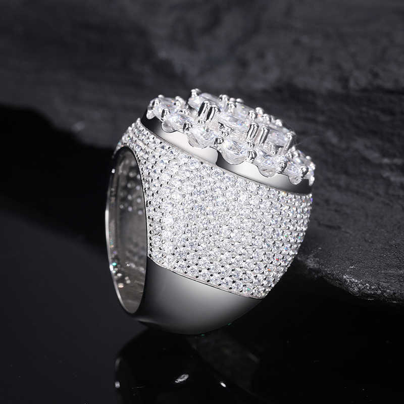 White Gold Sterg Sier Round Brilliant Cut Vvs Moissanite Dia Men Iced Out Fine Ring Jewelry