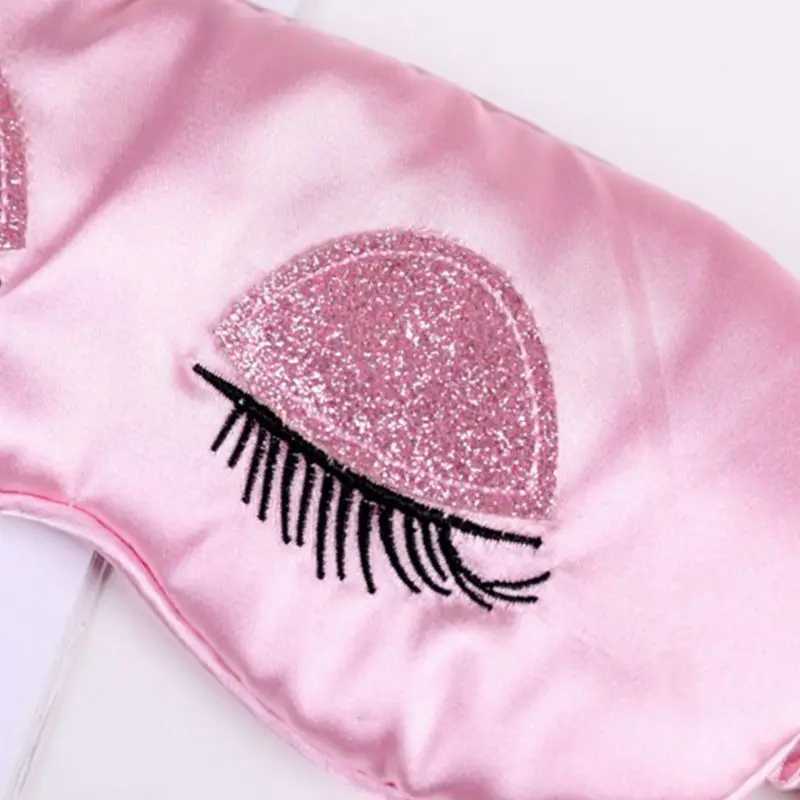 Eyeshade Eye Patch Womens Imitation Silk Glitter Sequins Long Eyelash Embroidery Sleeping Eye MaskXJ250103