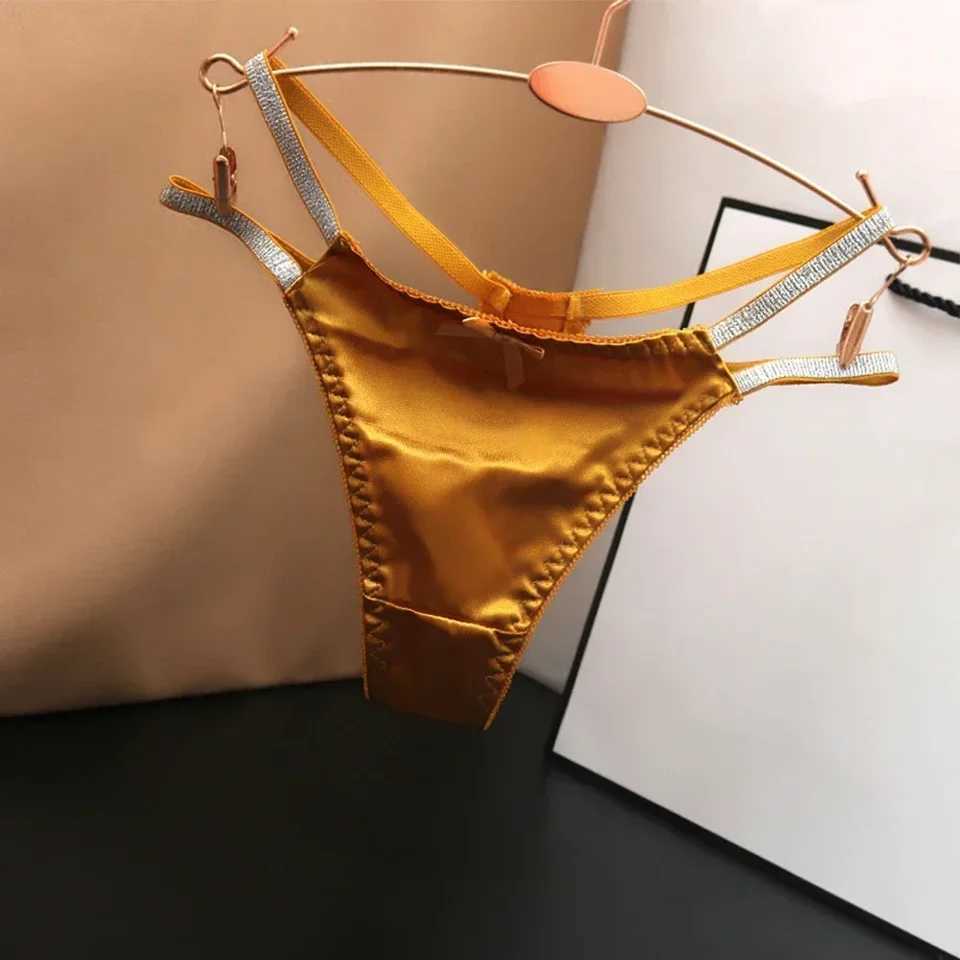 Womens Silky Satin Thongs Panties Lingerie T-back G-strings Low Waist Knickers Underwear Ladies Sexy Bikini BriefsXJ250103