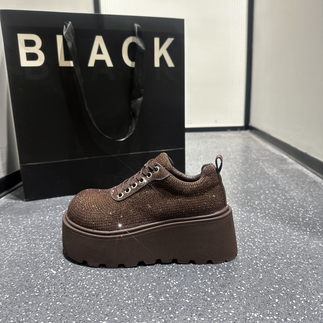 2025 Fashion Luxury Women's Shoes Lace up Women's Height Enhancement Sneakers Shining Water Diamond Vulcanized Shoes Designer Casual Sneaker