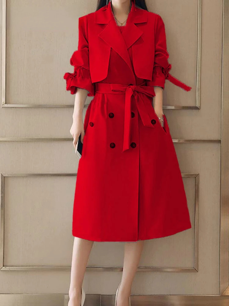 Windbreaker Womens Mid Length Version 2024 Spring Autumn Clothes Trend College Wind Thin Coat Clothes Trenchcoat S-XXXL 241224
