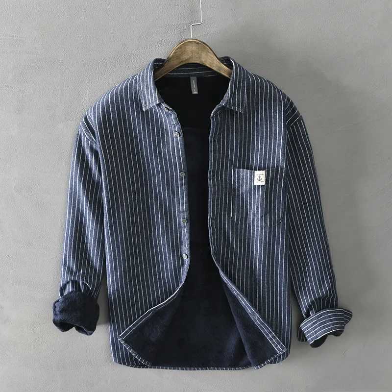 New Z53 Autumn/Winter Mens Thick Wool Long Sleeve Striped Jacket Single Size W250103