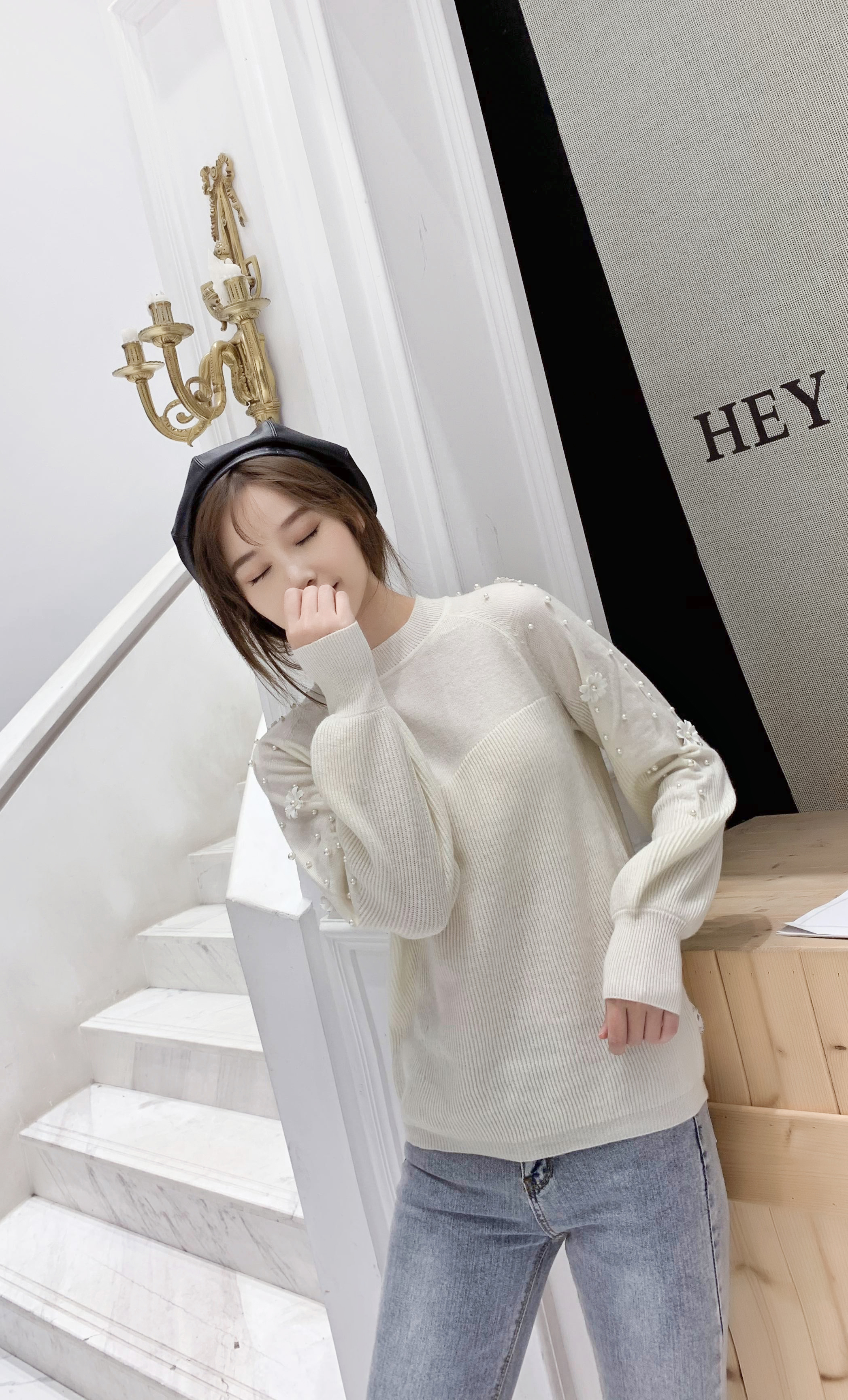 Women's Knitted Sweater - Soft Cotton Blend for Comfortable Wear