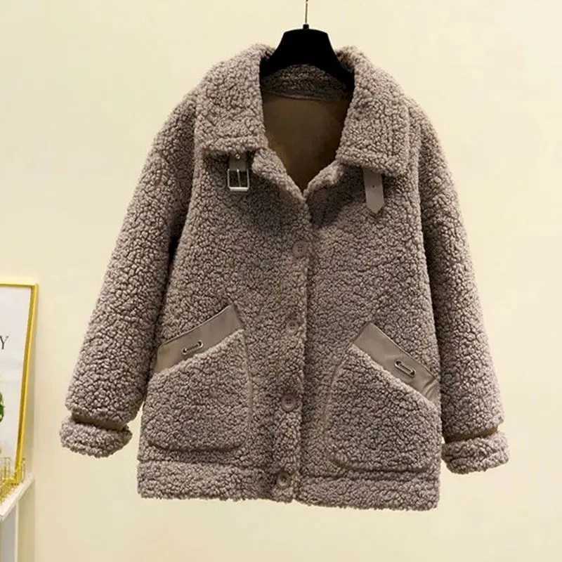 Fashion cashmere coat casual jacket womens new autumn and winter Korean style short sleeved polar wool coat womens jacket M250103