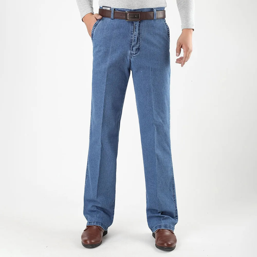 Size 30-45 Men Business Jeans Classic Male Stretch Jeans Plus Size Baggy Straight Men Denim Pants Cotton Blue Work Jeans Men 241230