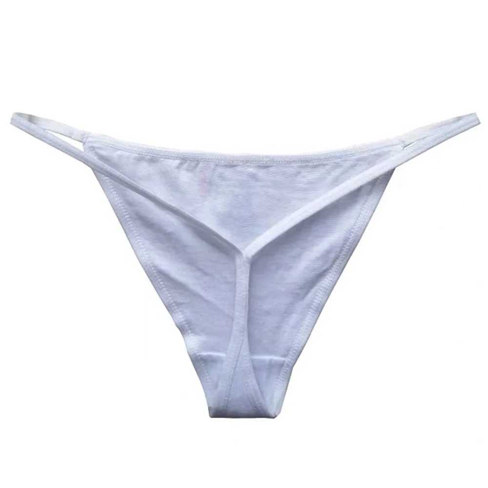 Plus size womens low rise thin shoulder strap underwear thong cotton underwear V-neck W250103