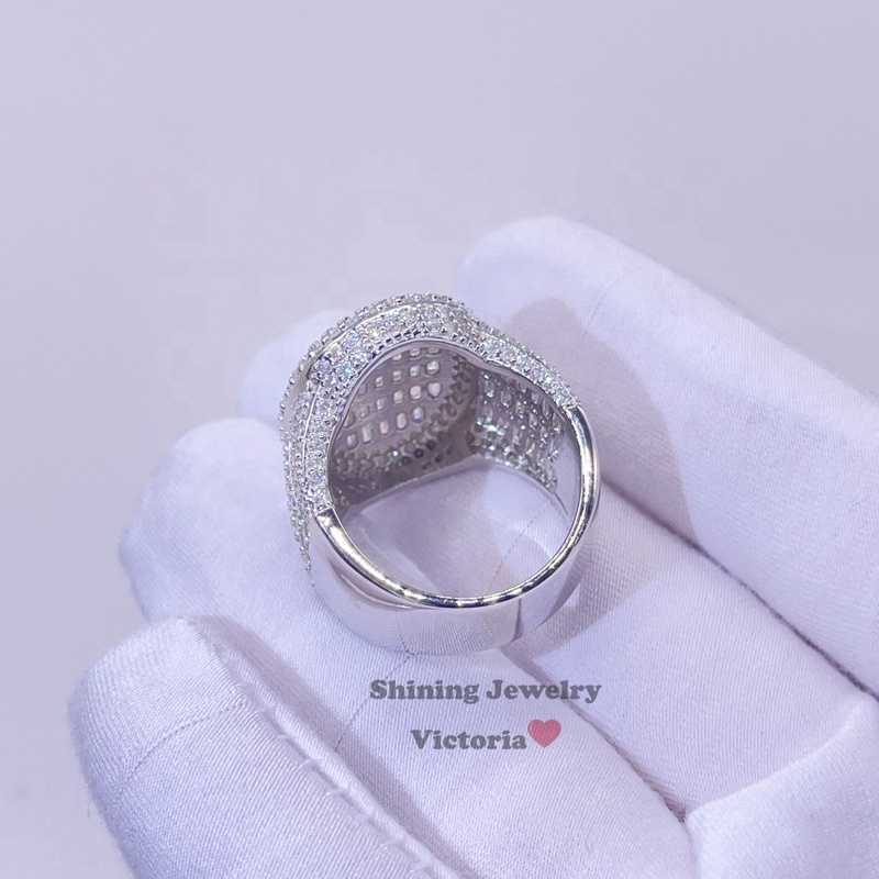 GRA Certificated Pass Diamond Tester Hip Hop Sterling Silver White Gold VVS Moissanite Men Ring