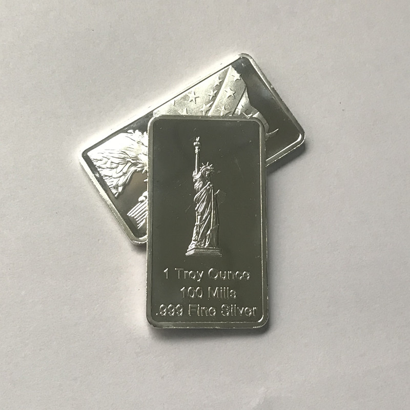 5 pcs Magnetic American statue 1 OZ silver plated ingot eagle head badge 50 mm x 28 mm collectible decoration bars