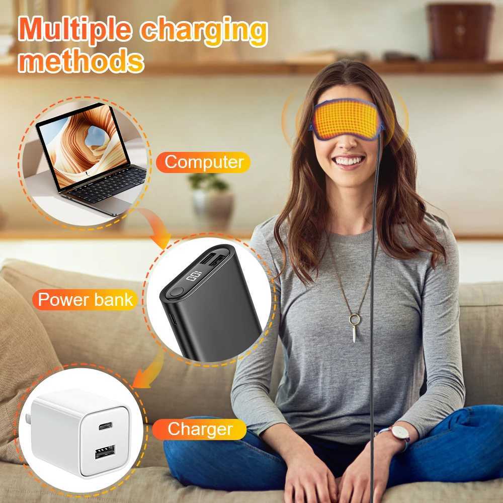 USB Heated Eye Mask Hot Compress Sleeping Mask Blindfold Sleep Eye Cover Eyes Patch Shade Night Travel Nap Heating EyeshadeXJ250103