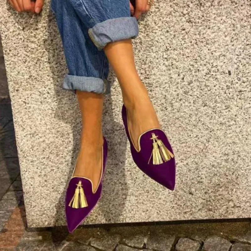 Spring Casual Women Shoes Flat Heels Womens Boat Fashion Tassel Slip On Loafers 250219