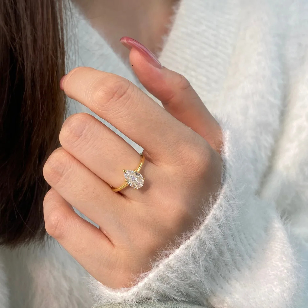 Karachis Japan and South Korea S925 sterling silver ring high-end pear shaped zircon exquisite fashion jewelry 250102