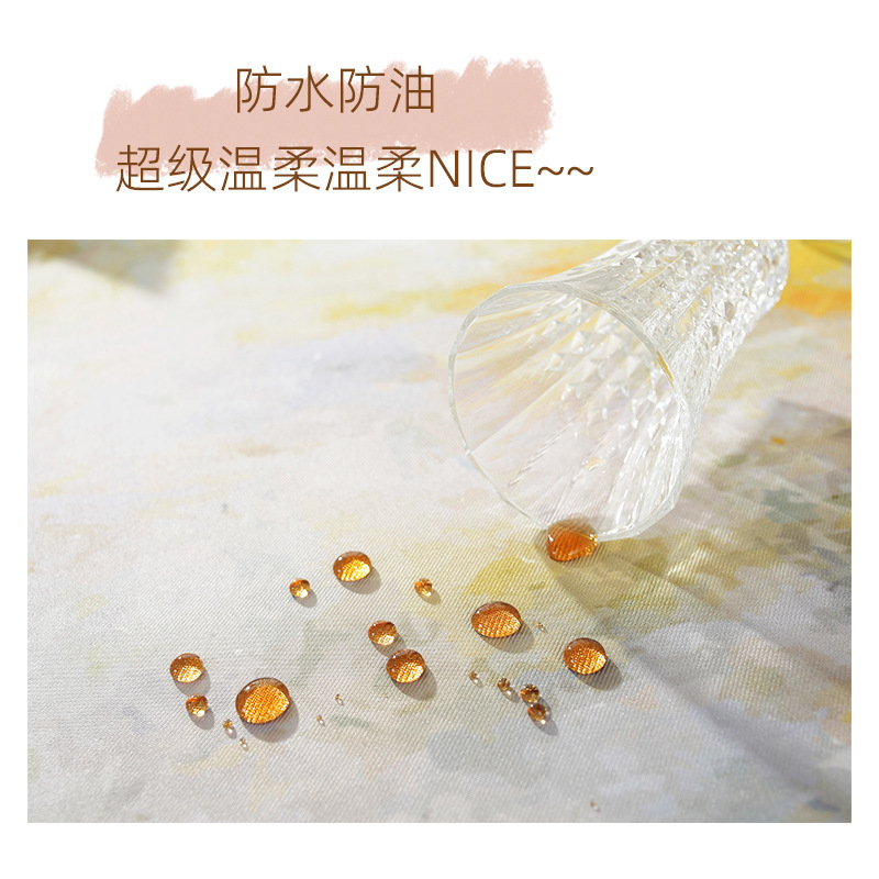 Watercolor Oil Painting Wind Waterproof Lace Home Dustproof Dining Table Cloth R-3