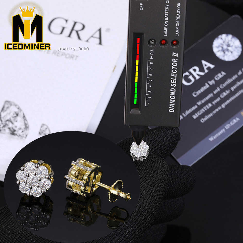 3.0mm Moissanite Earrings For Women S925 Silver Iced Out Ear Studs Pass Tester Hip Hop Jewelry Fashion Moissanite Earrings