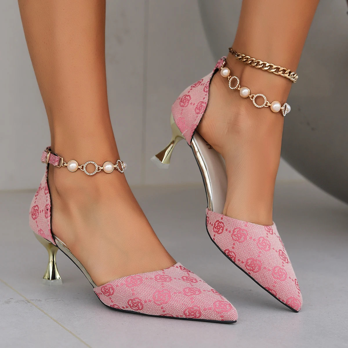 Women Sandals Summer Sexy Pointed Toe Pattern Printed Women Sandals Casual Stiletto High Heels Plus Size 250109