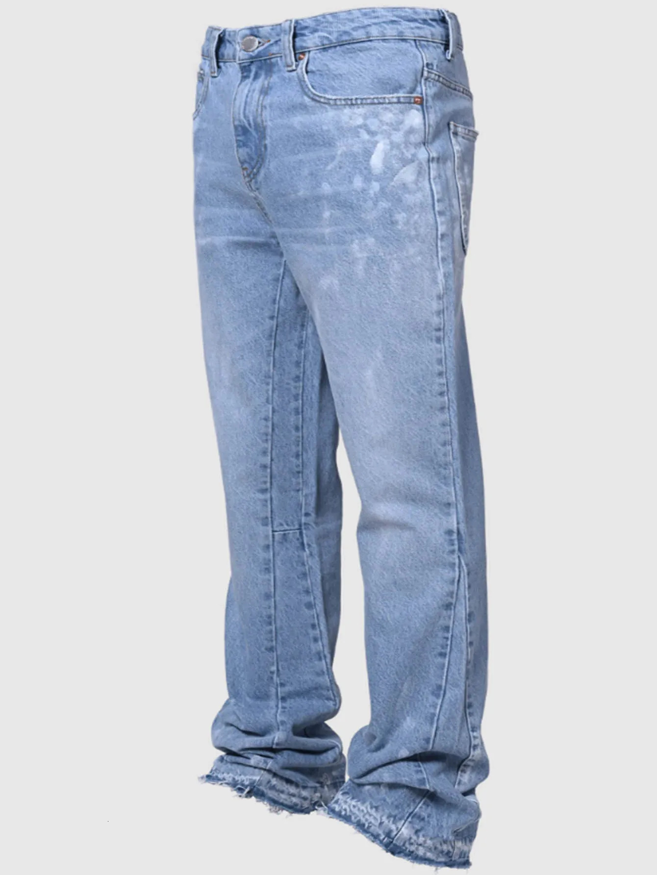 Spring Vintage Blue Jeans Men Hand-paint Regular Fit Stretchy Denim Pants For Man 241230