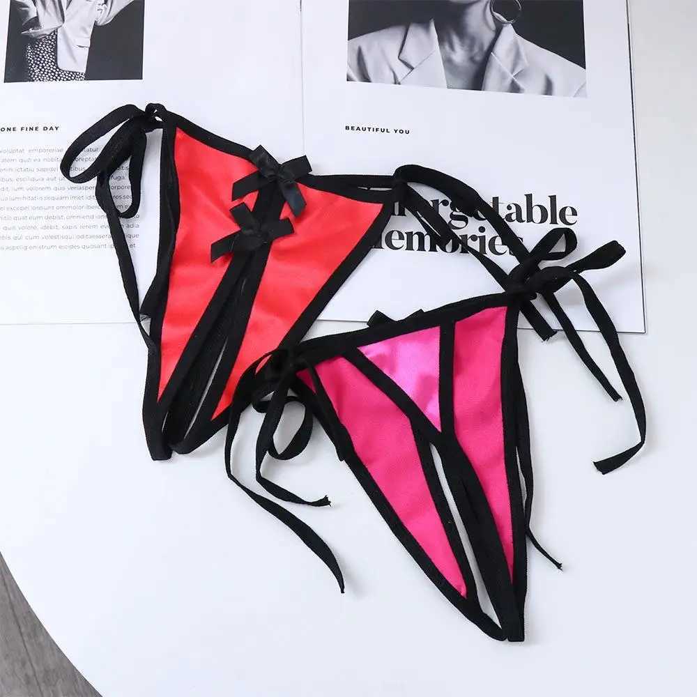 Sexy Transparent Bandage Open Crotch Solid Color Low Waist Sex Thongs T-Pants Underwear Women PantiesXJ250103